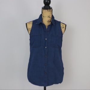 Old Navy Dark Wash Sleeveless Button Down